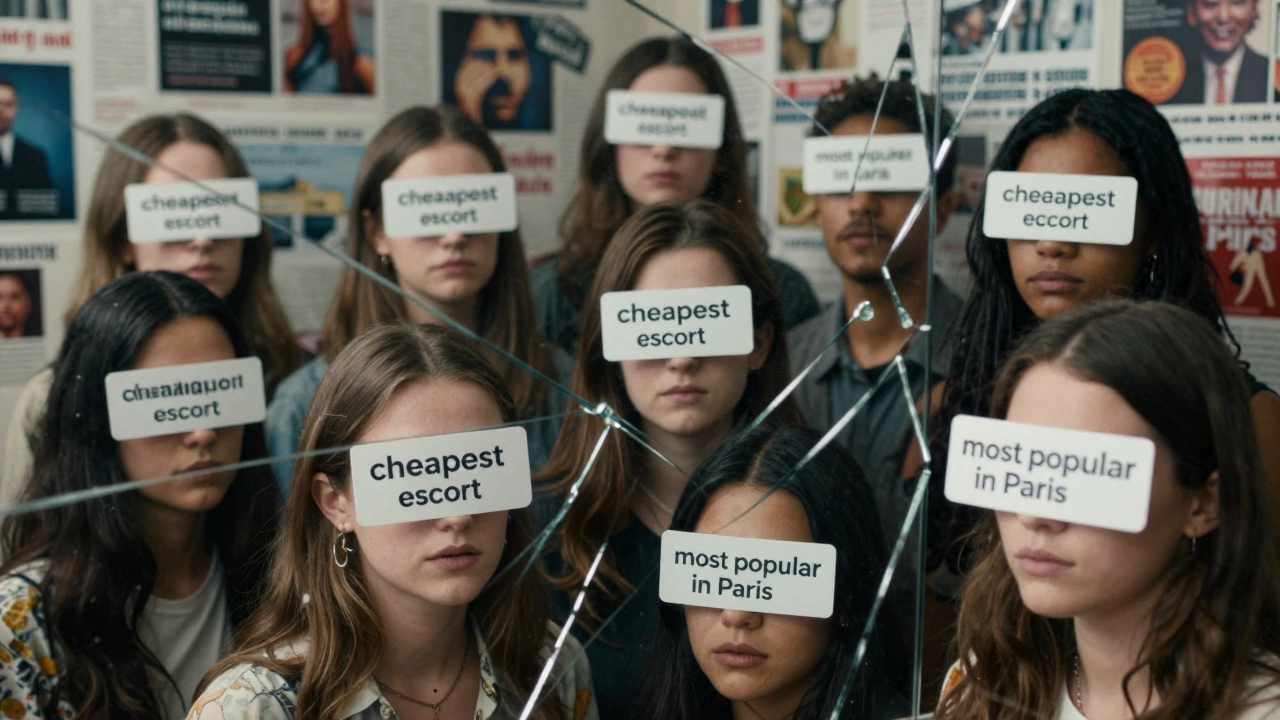 Fractured mirror reflecting people obscured by offensive quiz text, chaotic meme background.